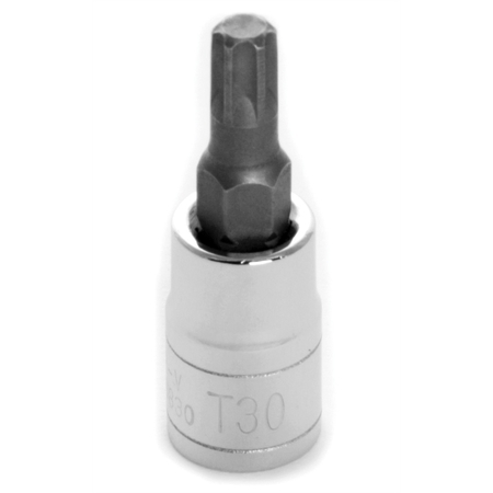 PERFORMANCE TOOL Chrome Torx Bit Socket, 1/4" Drive, T30 Internal Torx Bit W36830